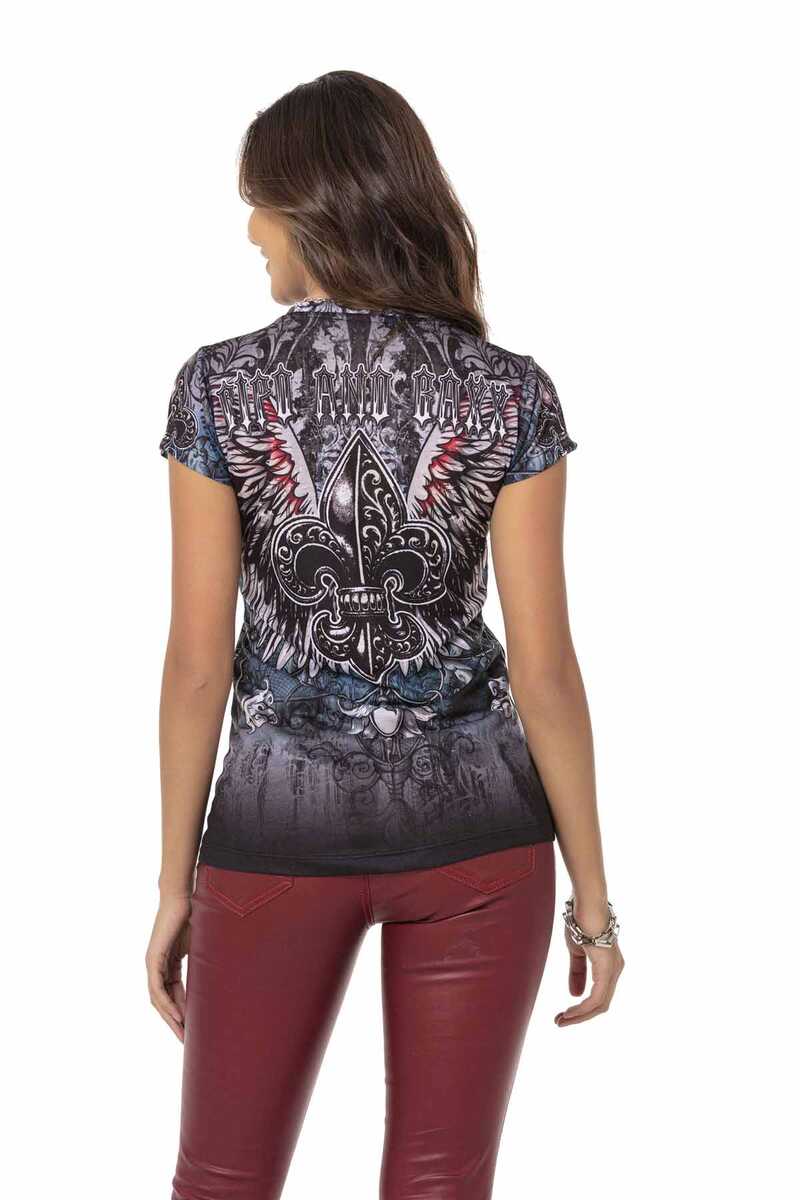 WT327 Dames T-shirt met coole Merkprint