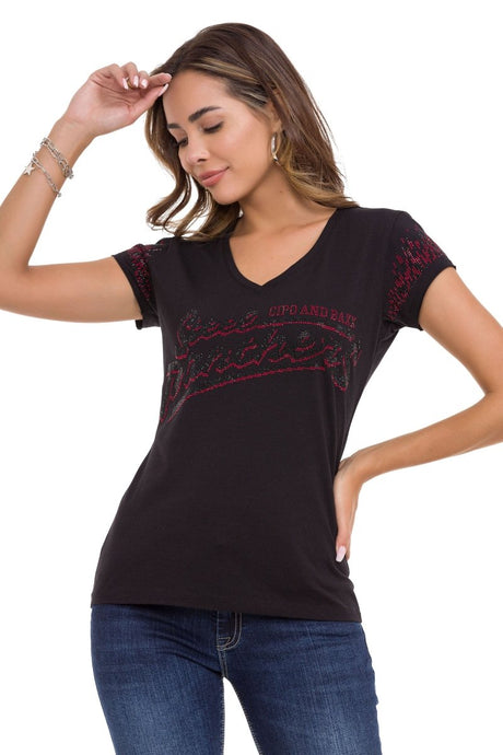 WT337 Dames T-shirt in een Glitter-Look