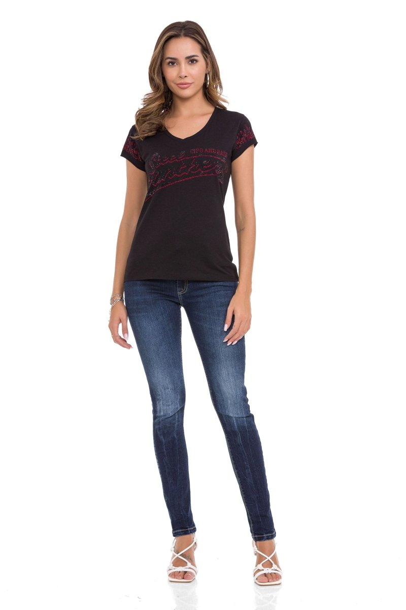 WT337 Ladies T-Shirt in glitter look