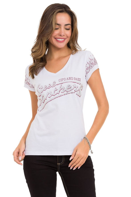 WT337 Dames T-shirt in een Glitter-Look