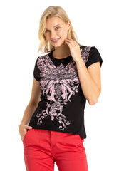 WT341 T-shirt damski z kamieniami