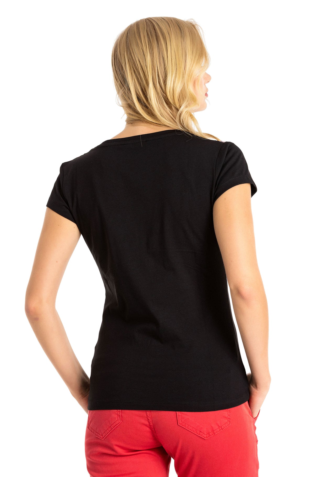 WT341 T-shirt damski z kamieniami