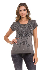 WT345 Dames T-shirt met modieuze Frontprint