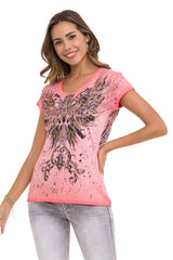 WT345 Dames T-shirt met modieuze Frontprint