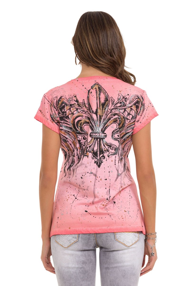 WT345 Dames T-shirt met modieuze Frontprint