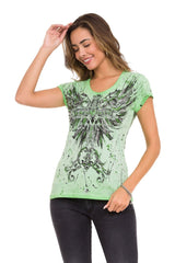 WT345 Dames T-shirt met modieuze Frontprint