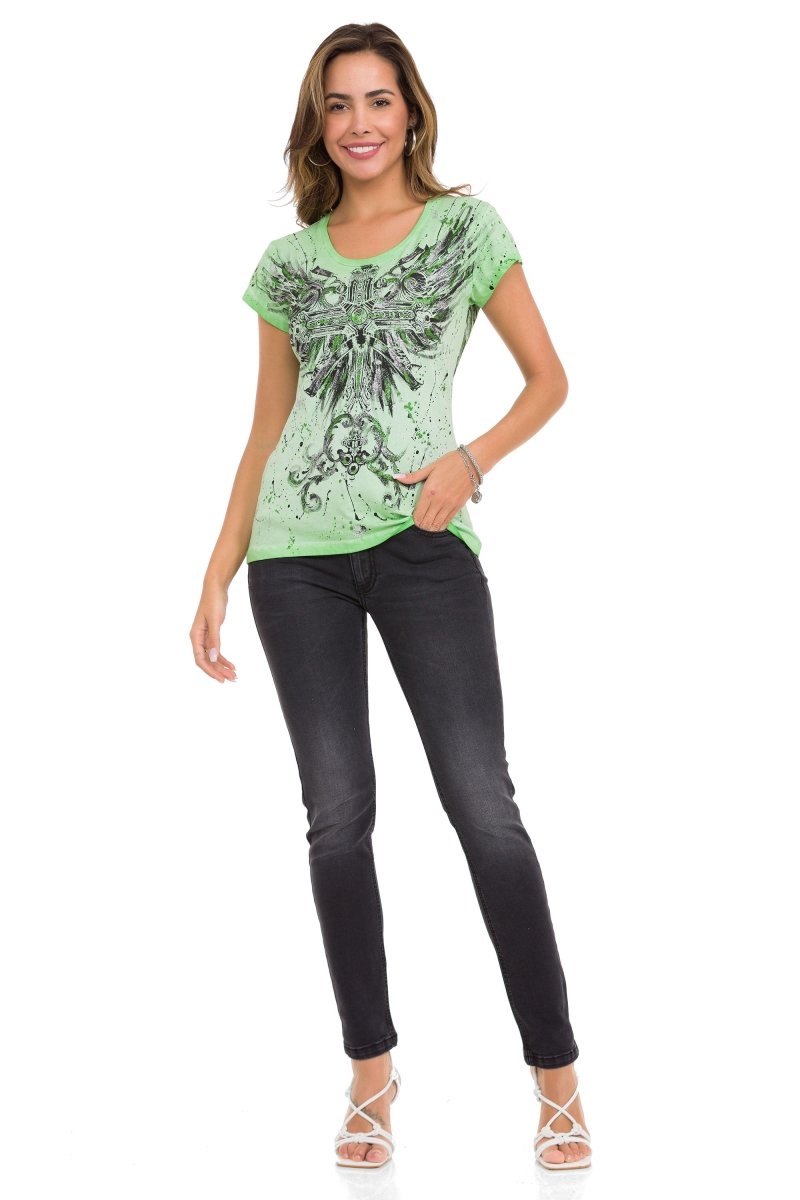 WT345 Women's T-shirt with a fashionable front print