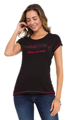 WT348 Dames T-shirt met glanzende Steendetails