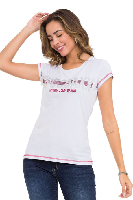 WT348 T-shirt pour femmes avec des détails de pierre brillante