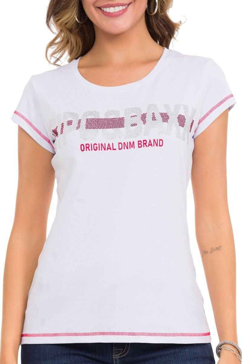 WT348 Dames T-shirt met glanzende Steendetails