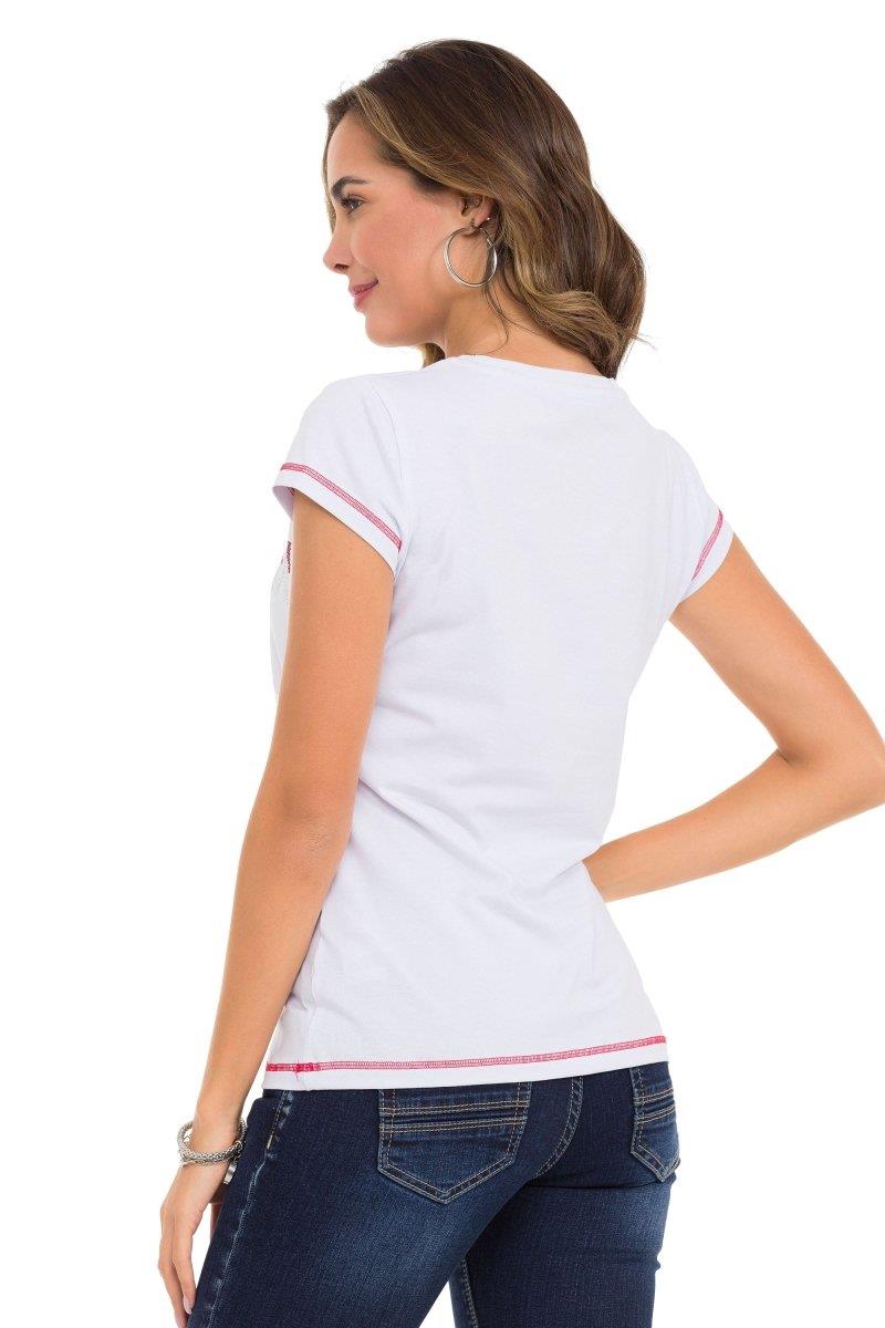 WT348 Dames T-shirt met glanzende Steendetails