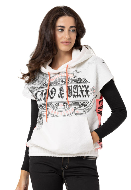 WT374 Women T-shirt Zero Sleeve Hooded