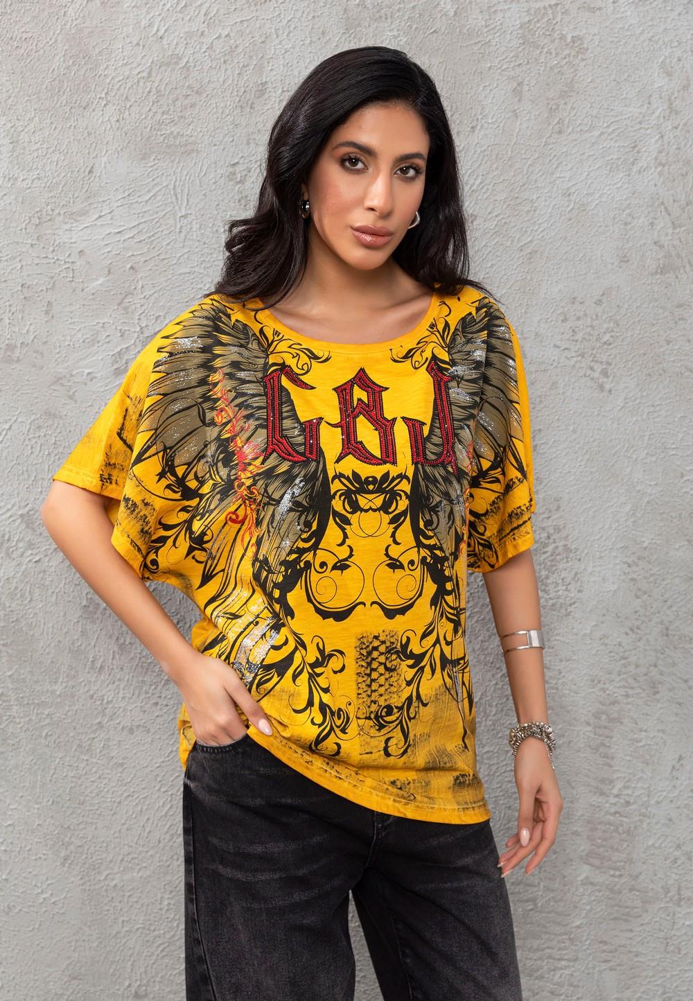 WT377 Camiseta Oversize Estampada para Mujer