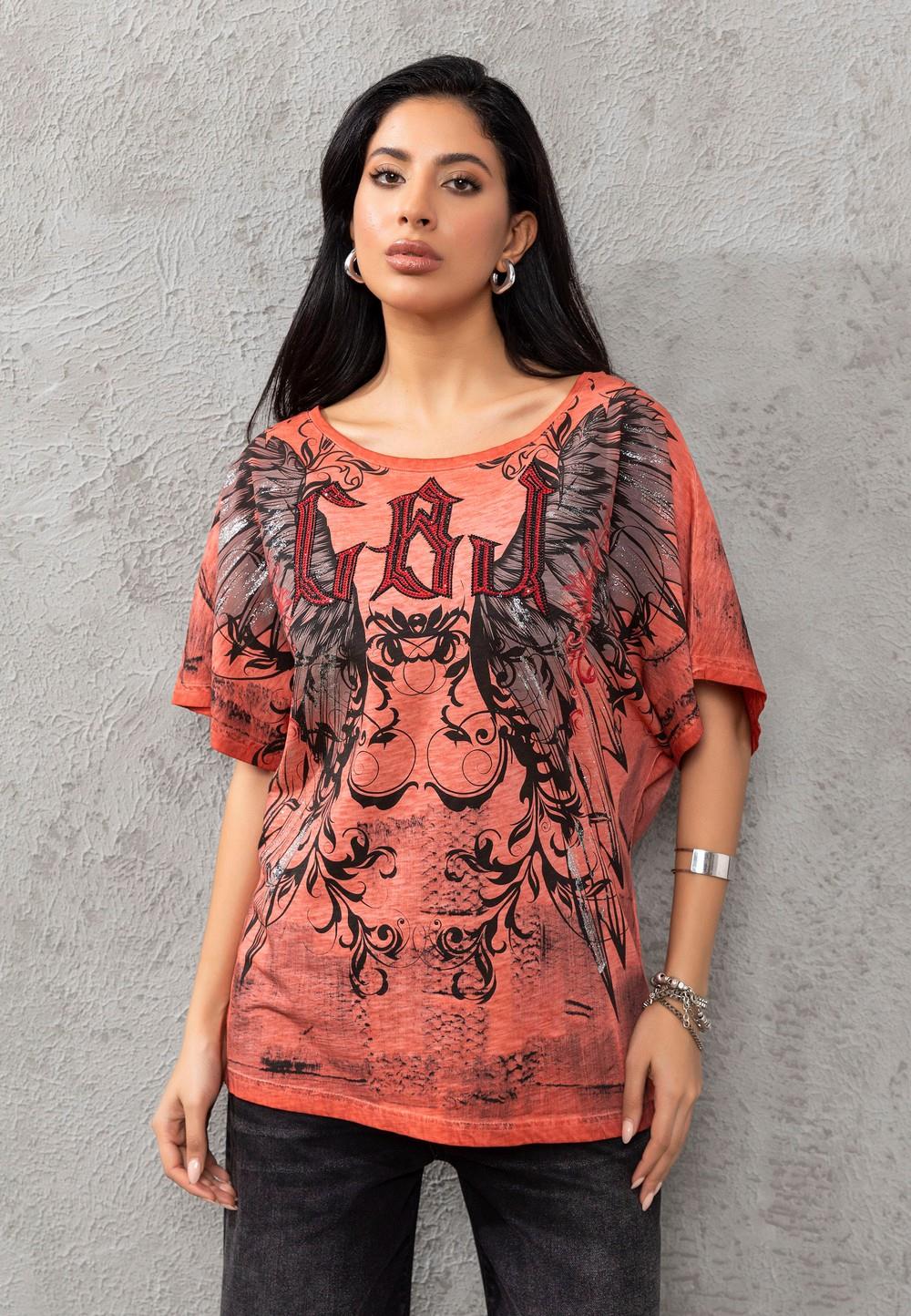 WT377 Camiseta Oversize Estampada para Mujer