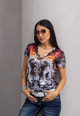 WT383 T-shirt damski z nadrukiem 