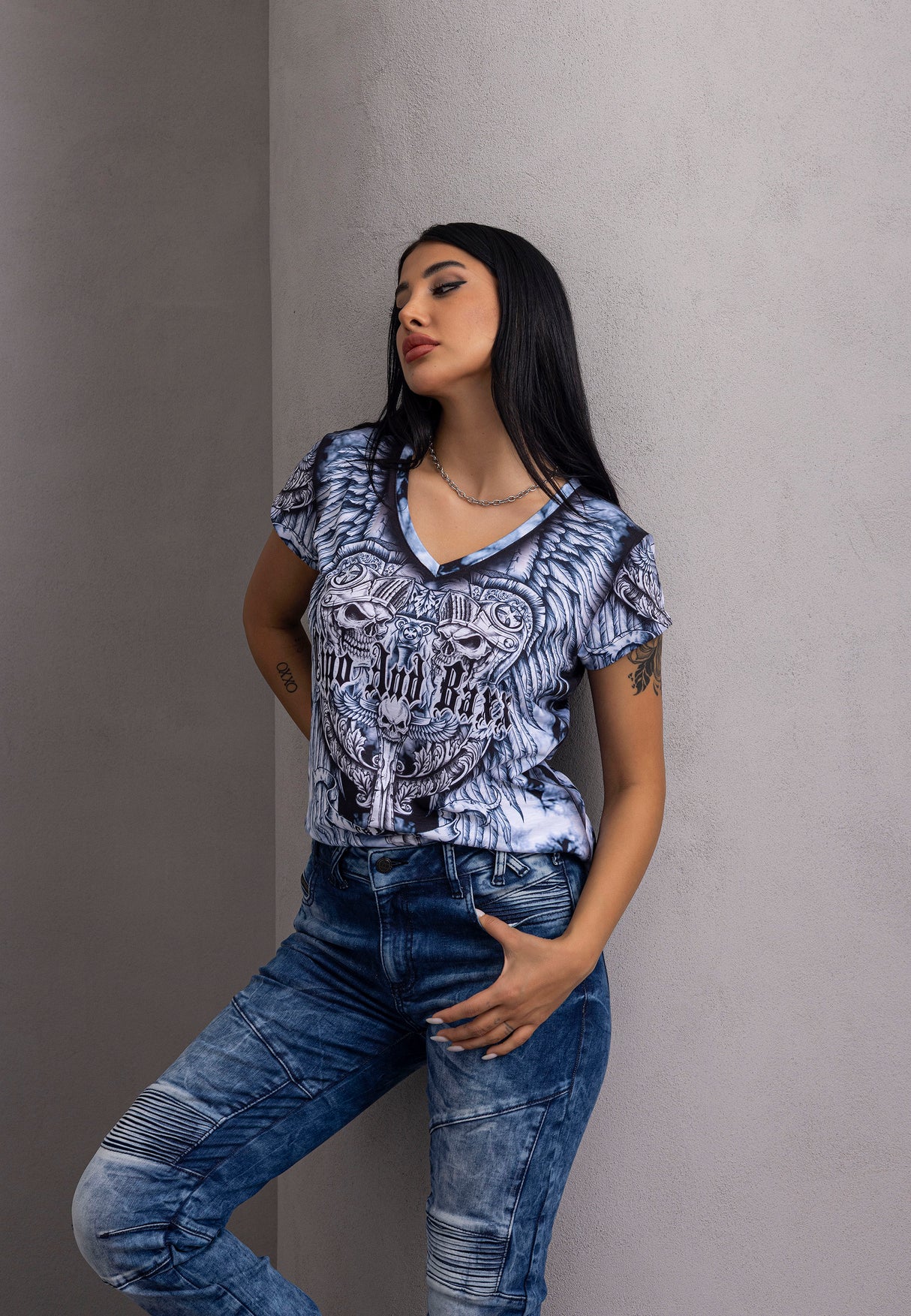 WT384 T-shirt damski z nadrukiem 