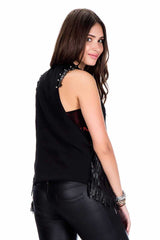 WW109 women's vest with tassel and metal embroidery