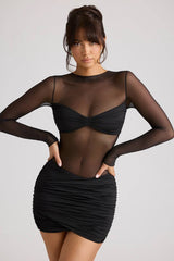 WY177 przylegająca przezroczysta mini sukienka