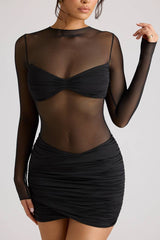 WY177 przylegająca przezroczysta mini sukienka